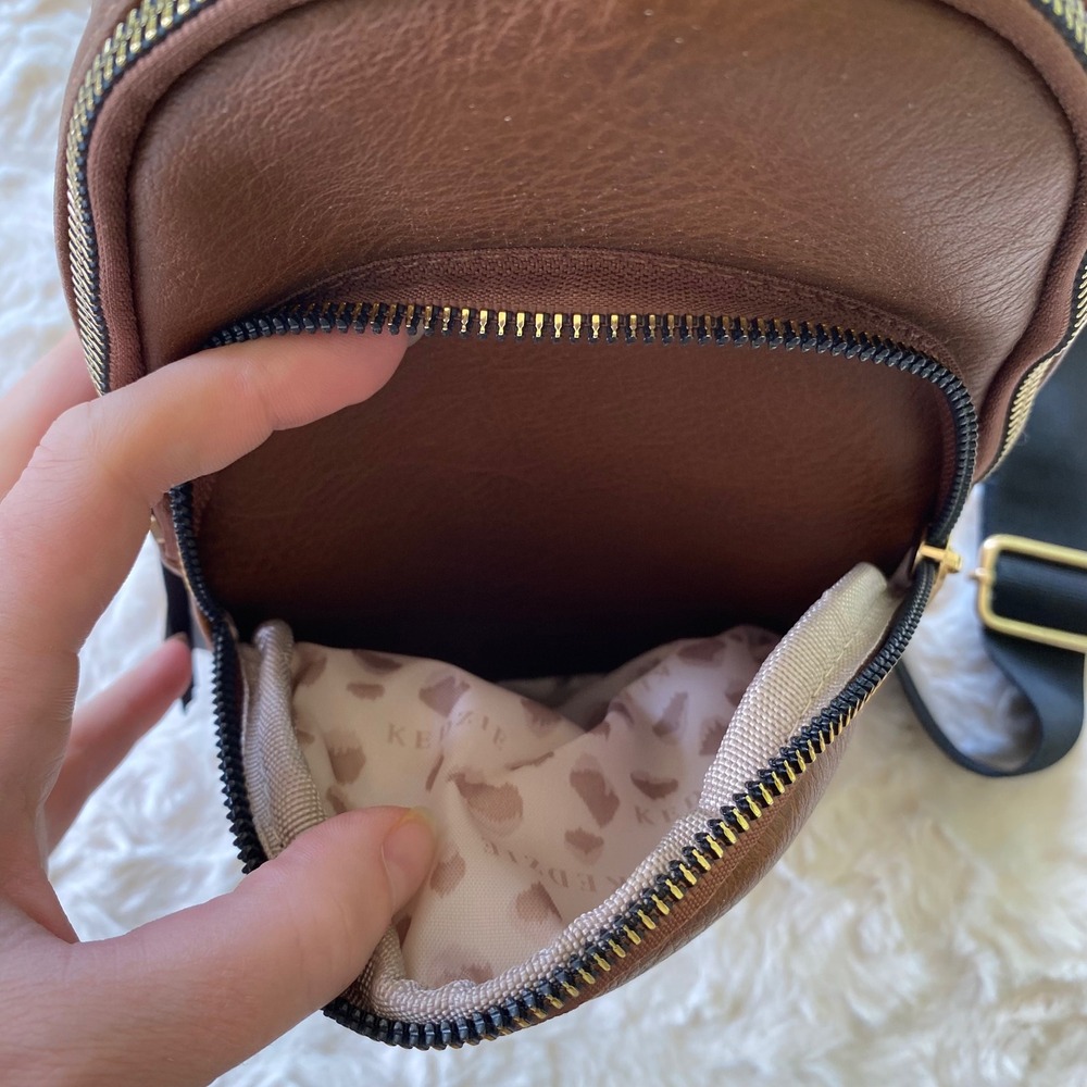 Kedzie Sunset Sling Bag Mini Backpack Chestnut Brown Vegan Leather Crossbody NWT - Picture 5 of 11